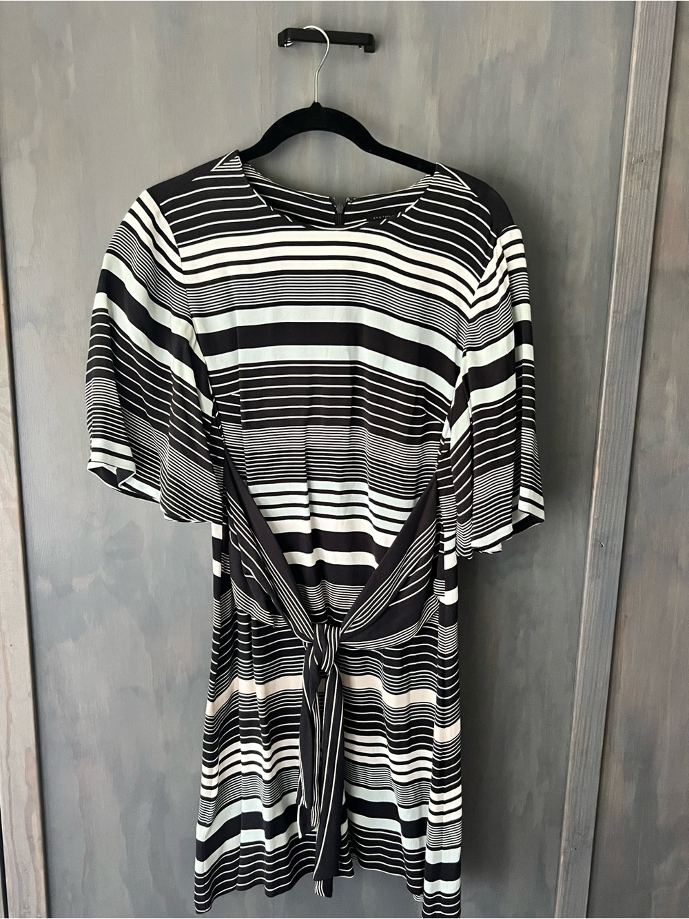 Navy, Light Blue, White Striped Tie-Front Women's Dress